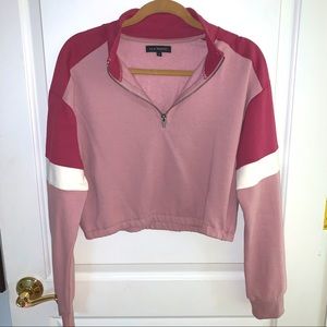 LA Hearts Cropped 1/4 Zip Sweatshirt